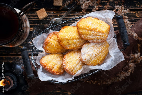 Obraz Pumpkin cake madeleines, top view, selective focus