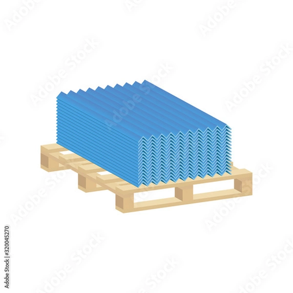 Fototapeta Roofing Sheet Iron on a pallet.Vector isometric and 3D view.