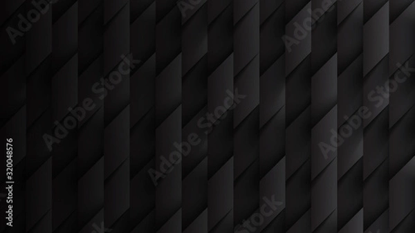 Obraz 3D Parallelograms Simple Dark Gray Abstract Background. Three Dimensional Science Technology Tetragonal Pattern Structure Minimalist Black Wallpaper High Quality. Tech Blank Subtle Textured Backdrop