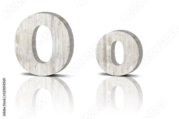 Fototapeta 3D Letter wooden Alphabet. uppercase and lowercase O o