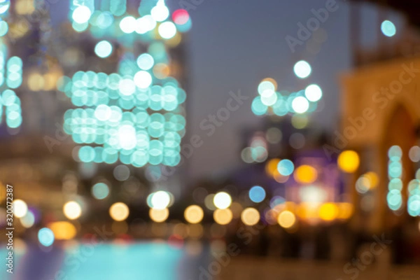 Obraz Night City bokkeh. Blurred lights. Evening time. Defocused background.