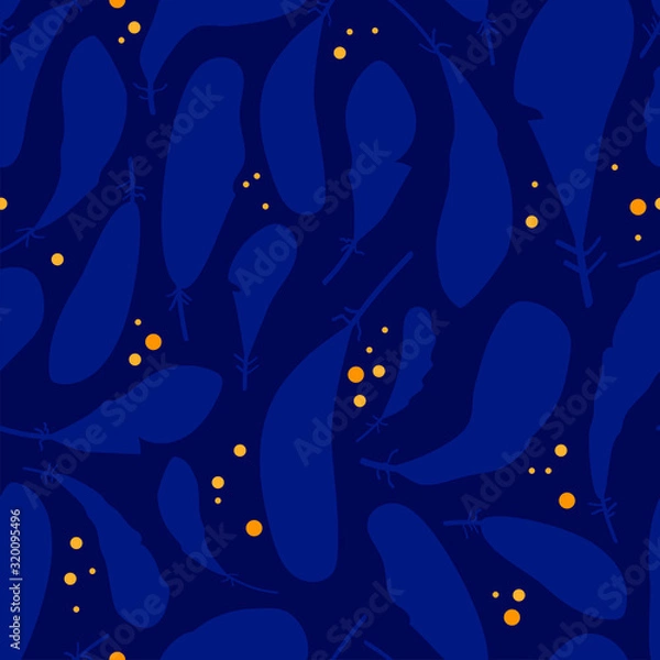 Obraz Feathers pattern with gold beads