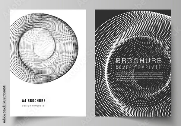 Fototapeta Vector layout of A4 format modern cover mockups design templates for brochure, flyer, booklet, report. Geometric abstract background, futuristic science and technology concept for minimalistic design.