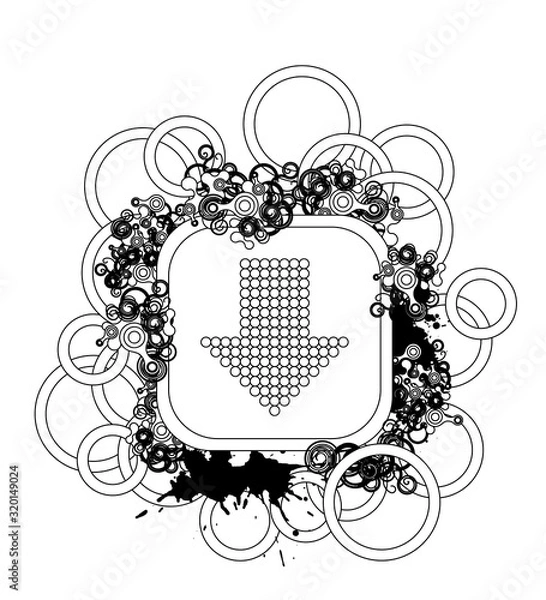 Fototapeta Line icon with gunge elements. Arrow in down direction.