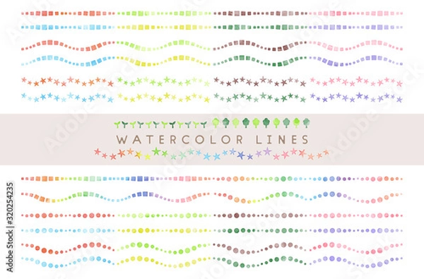 Fototapeta watercolor vector colorful line decorations