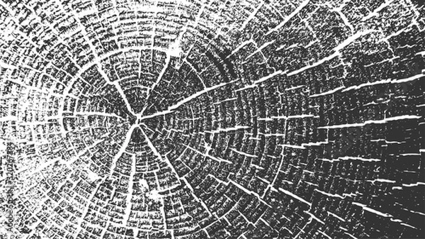 Obraz Tree Rings Vector Texture. Wood Log with Cracks