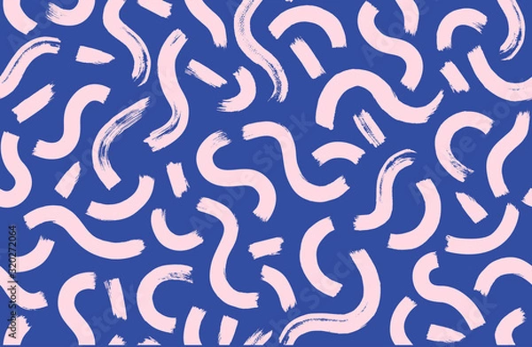 Fototapeta Vector hipster seamless pattern with brush stroke elements. Stylish abstract background.