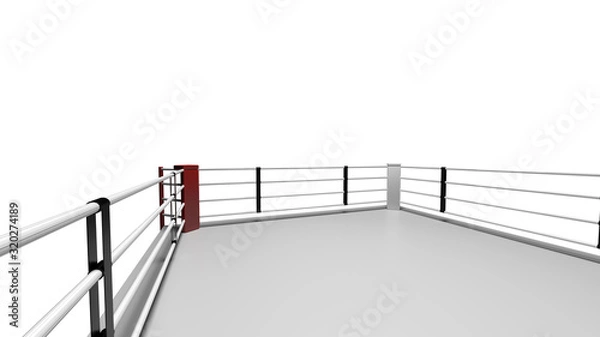 Obraz 3D render Boxing ring on white background.