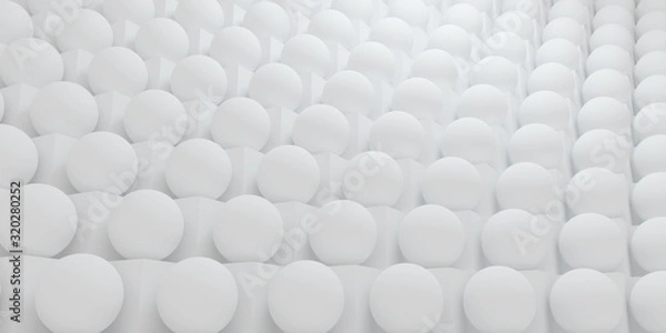Fototapeta 3d illustration of light abstract background from the rows of white balls and cubes