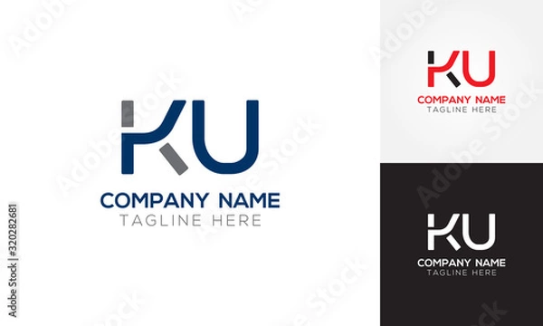 Fototapeta Initial Alphabet KU Logo Design vector Template. Linked Letter KU Logo Vector