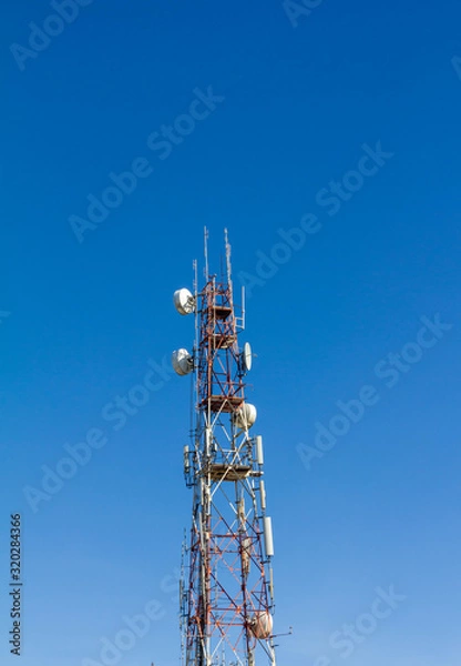 Obraz microwave pipe and bluw sky backgroud