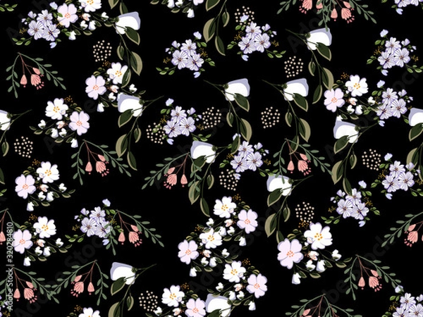Fototapeta Seamless pattern in small and medium flowers. Small colorful flowers. Ditsy elegant floral background. Template for fashion prints.