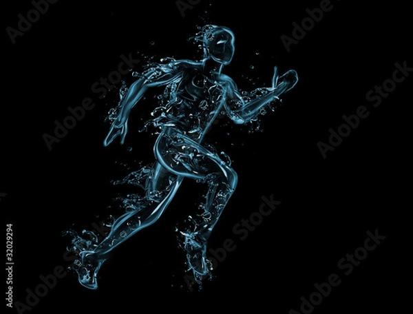 Fototapeta Running man liquid artwork on black