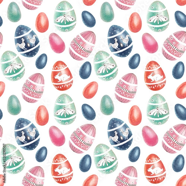 Fototapeta watercolor illustration - seamless pattern of easter eggs