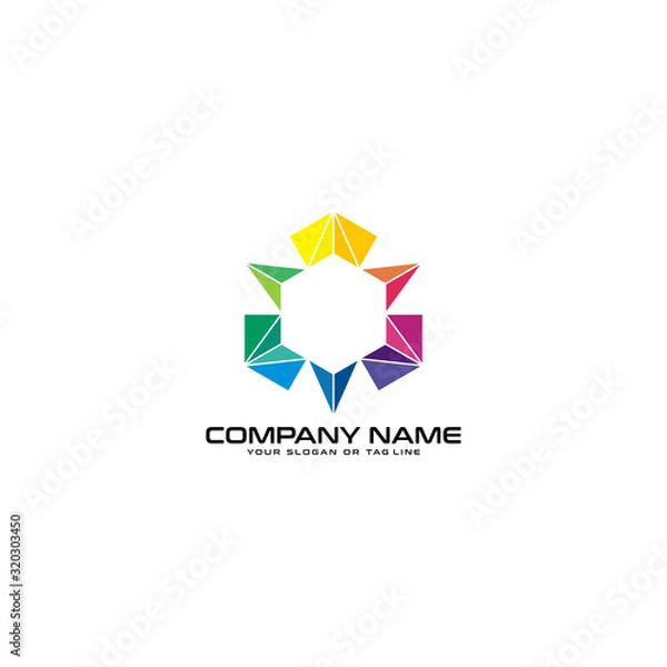 Fototapeta Triangle Tech Abstract Colorful Logo cubes vector