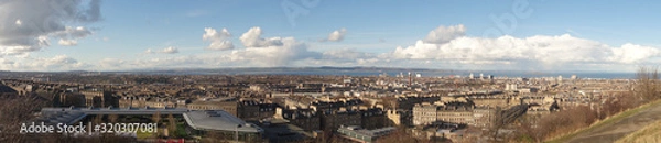 Obraz Panoramic view North from Calton Hill, Edinburgh, Scotland. The Firth of Forth can be seen in the far distance.