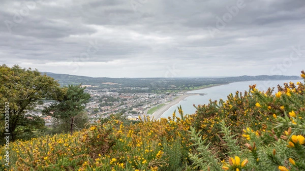 Obraz View of the town of Bray, County Wicklow, from the summit of Bray Head on the east coast of Ireland.