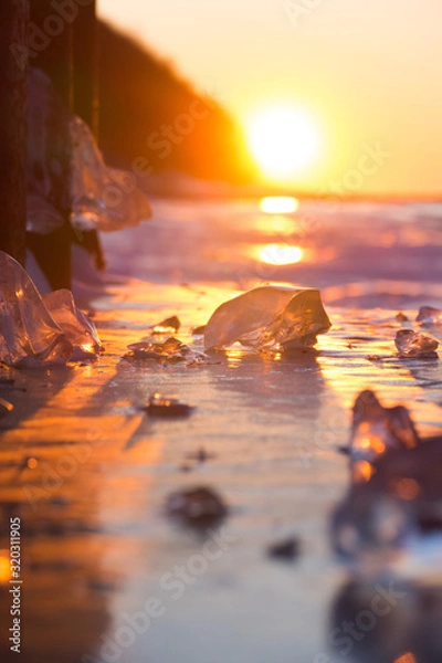 Obraz ice and snow at sunset