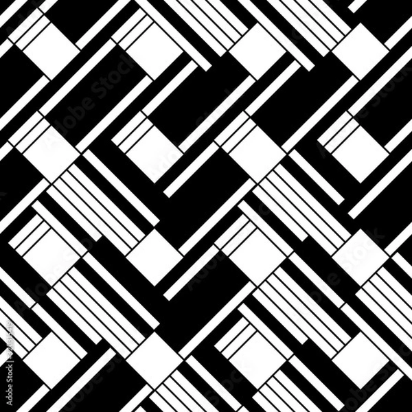 Obraz Seamless pattern with oblique black segments