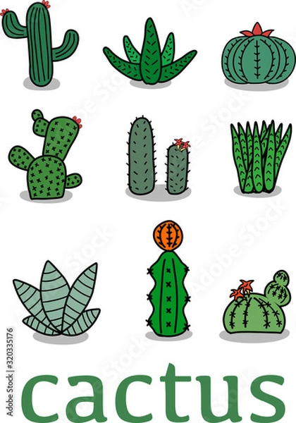 Obraz Flat green cactus design icon.