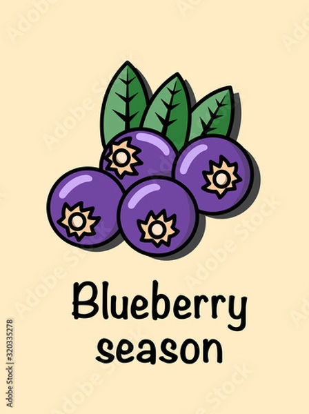 Obraz Flat blueberry design vector image.