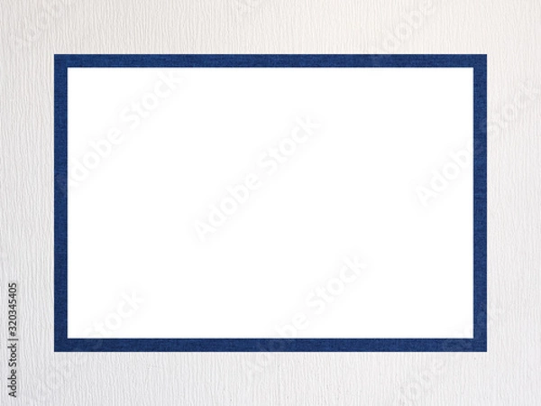 Obraz Blue and white textured decorative rectangular frame with free white space.