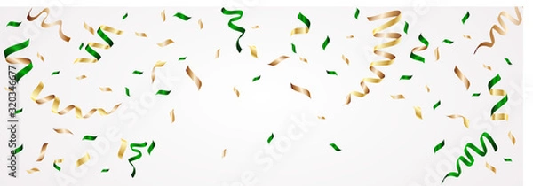 Obraz Ribbon and Bubble Party Green and Glod for New Year, Christmas , Brithday on vector design.