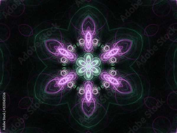 Fototapeta Red and blue fractal bubble pattern, digital artwork for creativ