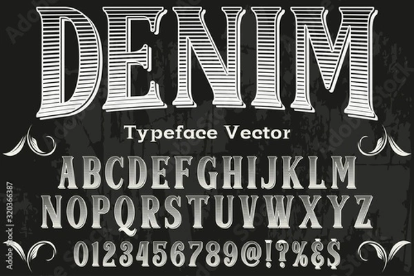 Fototapeta abc Font. alphabet Script. Typeface.Shadow. Effect.vintage Hand Drawn.Retro Typography.Vector Illustration