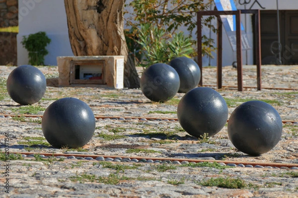 Fototapeta Iron balls in the central square of ancient Monemvasia