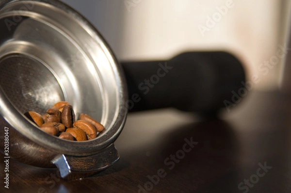 Obraz Espresso Handle With Coffee Beans