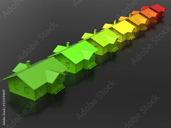 Obraz 3D rendering - house energy efficiency concept