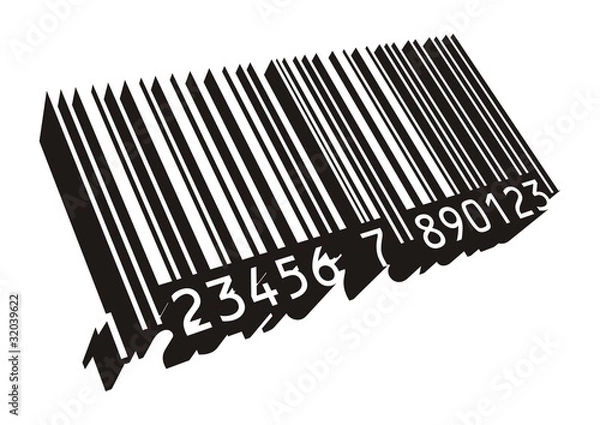 Obraz code barre vecteur noir et blanc 3D