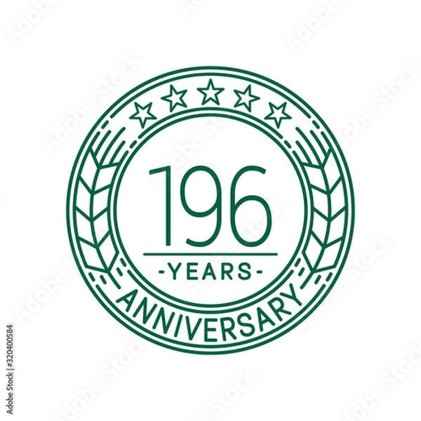 Fototapeta 196 years anniversary celebration logo template. Line art vector and illustration.