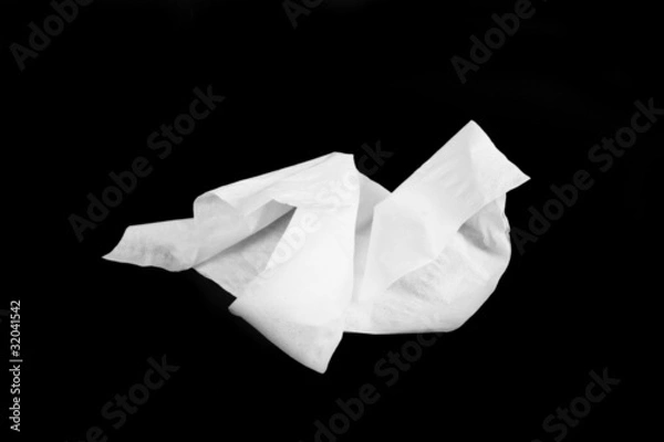 Fototapeta Crumple tissue paper, A crumpled tissue paper on black screen.