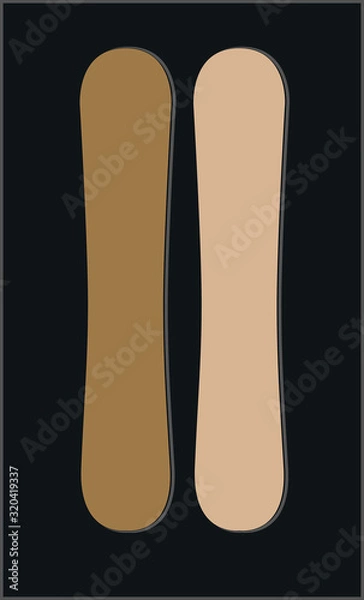 Fototapeta Snowboard mockup - front and back view. Vector illustration