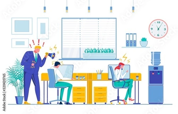 Obraz Stressful Work, Pressure Flat Vector Illustration