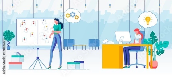 Obraz Work Task Accomplishment Flat Vector Illustration