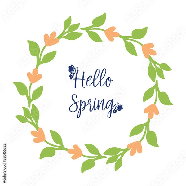 Fototapeta The seamless pattern of leaf and orange floral frame design, for hello spring poster design. Vector