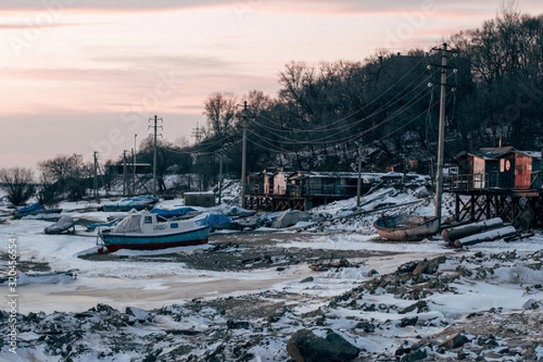 Obraz winter landscape with river in winter