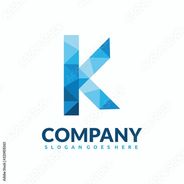 Fototapeta K Letter Logo Design . Creative Vector K icon with triangle creative concept.