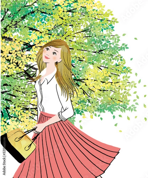 Fototapeta 新緑の頃何かを始めようと決意する女性