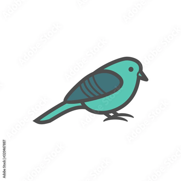 Fototapeta Small bird colorful vector icon, nature simple illustration. Isolated single icon