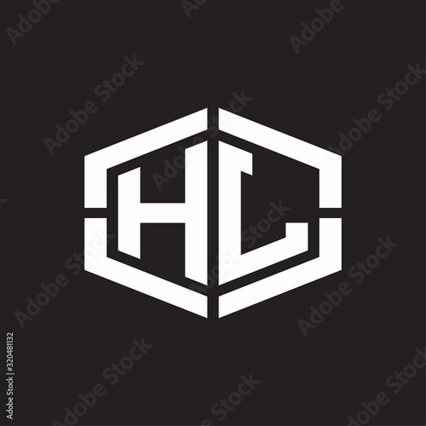 Obraz HL Logo monogram with hexagon shape and piece line rounded design tamplate