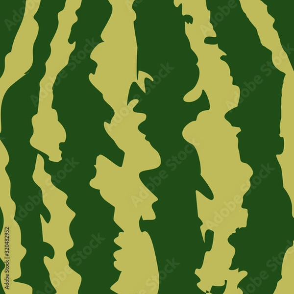 Fototapeta Bark watermelon of realistic texture. Vector background green watermelon skin.