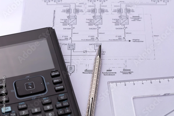 Obraz Plan und Taschenrechner