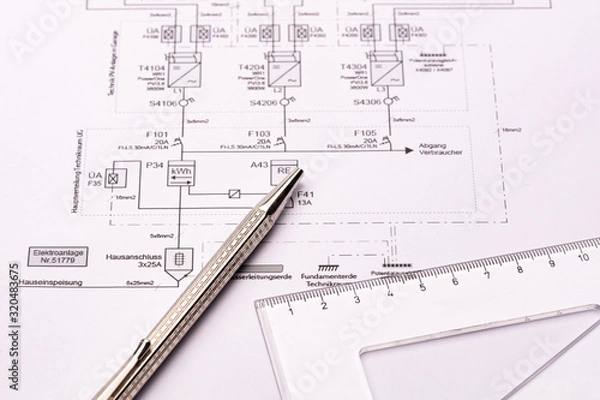 Obraz Elektroplan und Kugelschreiber