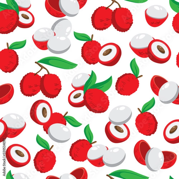Obraz Vector lovely lychee seamless pattern background on white surface
