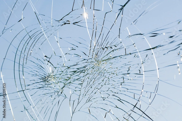 Obraz web of splits on the triplex windscreen