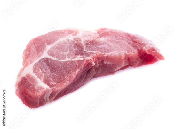 Obraz Fresh raw beef steak isolated on white background